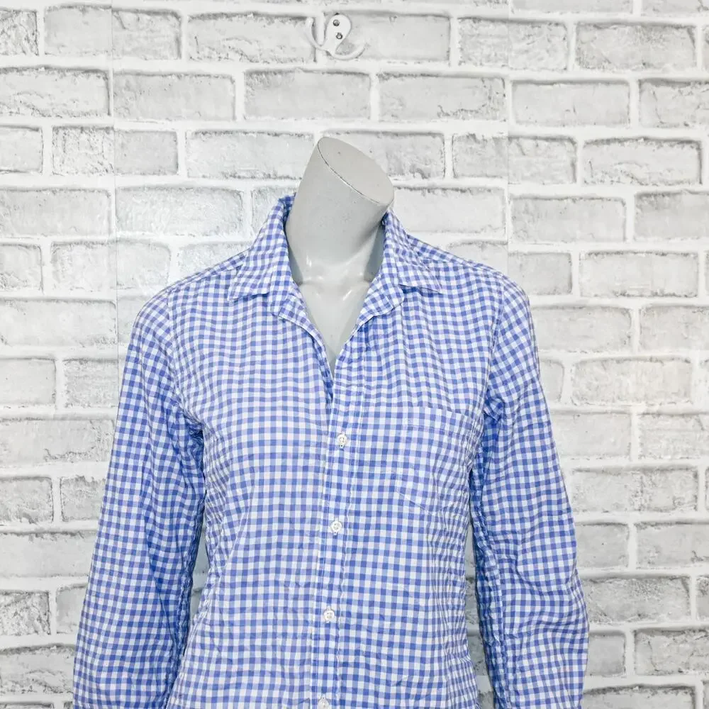 Frank & Eileen Button up BARRY Shirt Blue Gingham check size Small - Picture 9 of 10